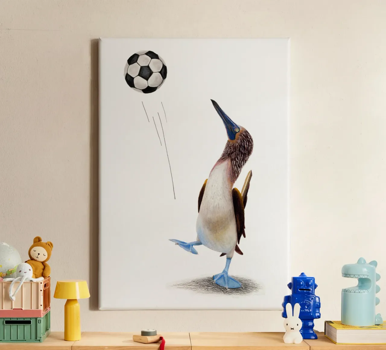 Paco joue au football toile avec Caisse américaine de Graphit und Farbe