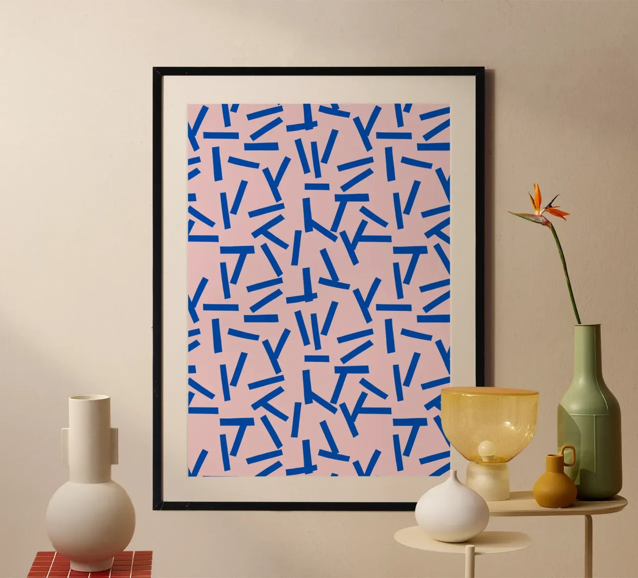 Blue Strokes poster con marco de aluminio de Lisa Jasmin Bauer
