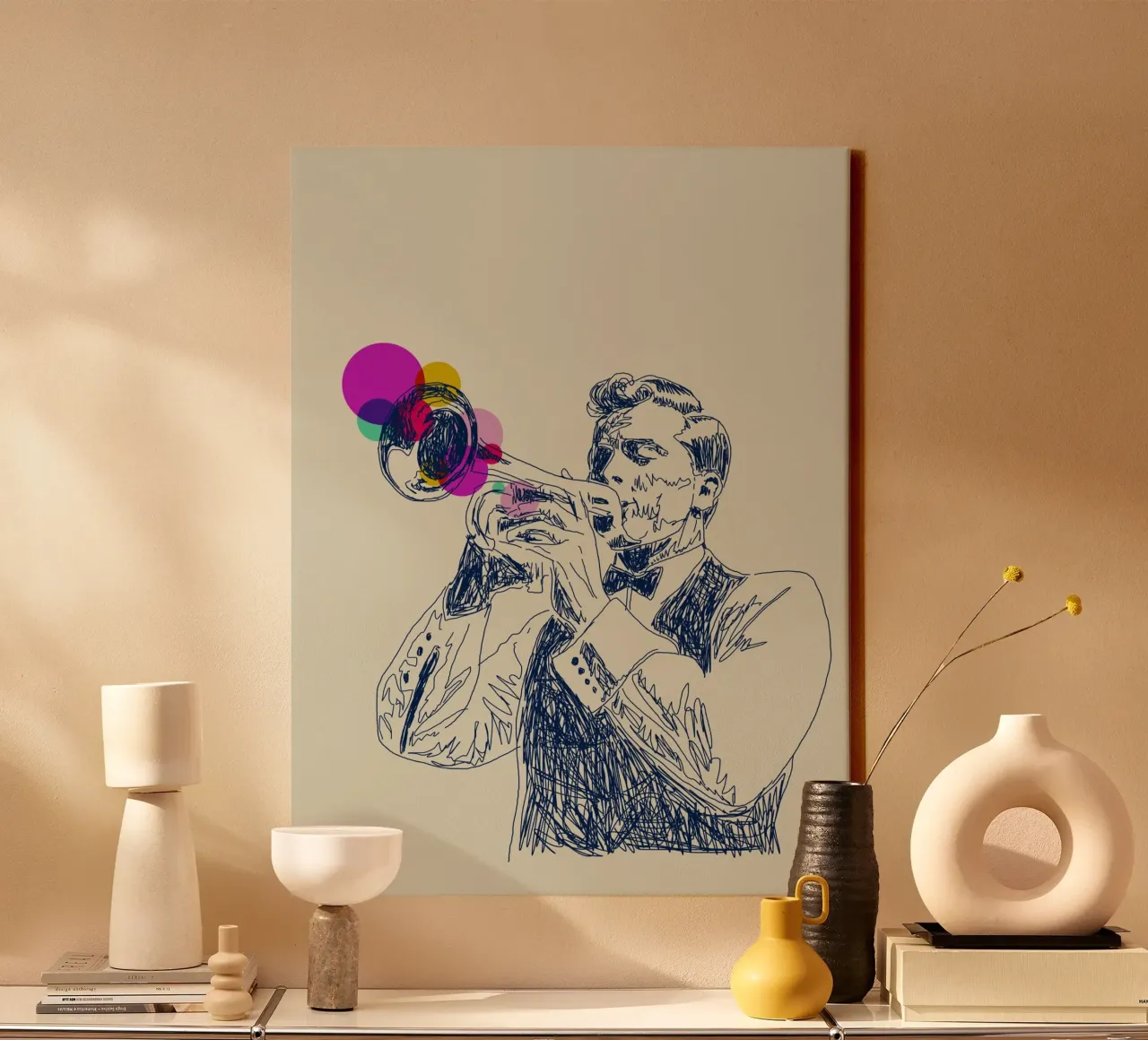 Jazz in Ink tela con Cornice a cassetta da Indigo Rain