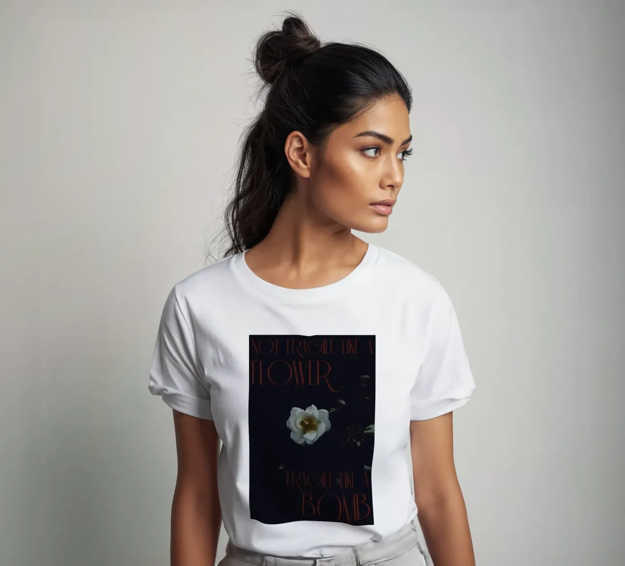 Not fragile like a flower, fragile like a bomb. t-shirt da smallstage.photography