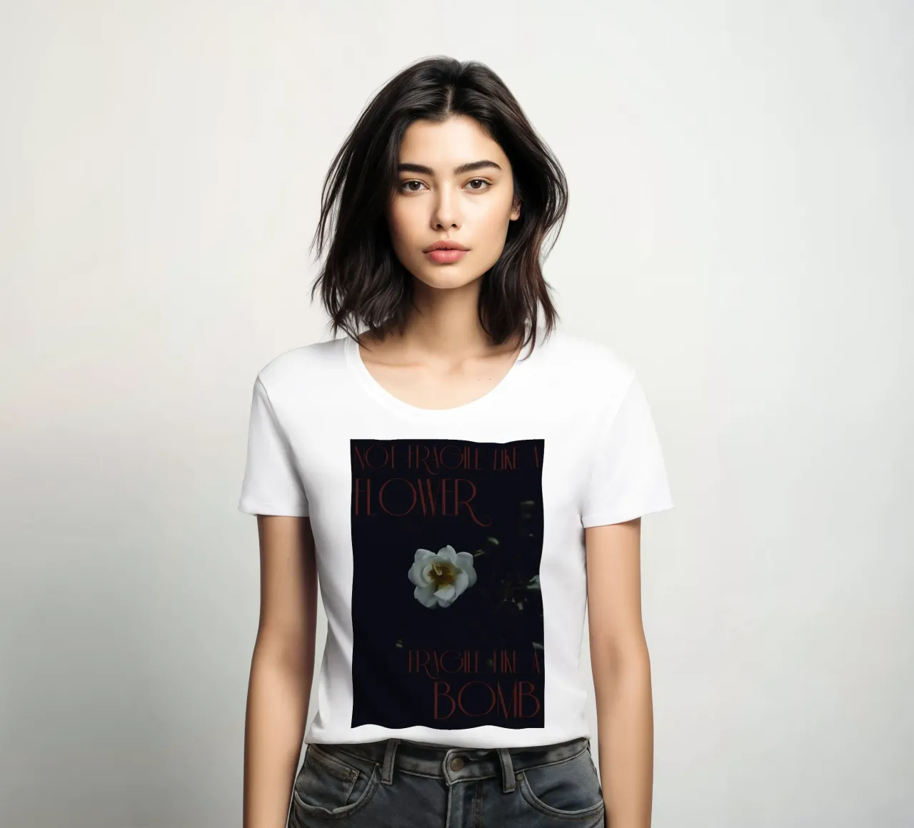 Not fragile like a flower, fragile like a bomb. t-shirt da donna da Jule Shnc