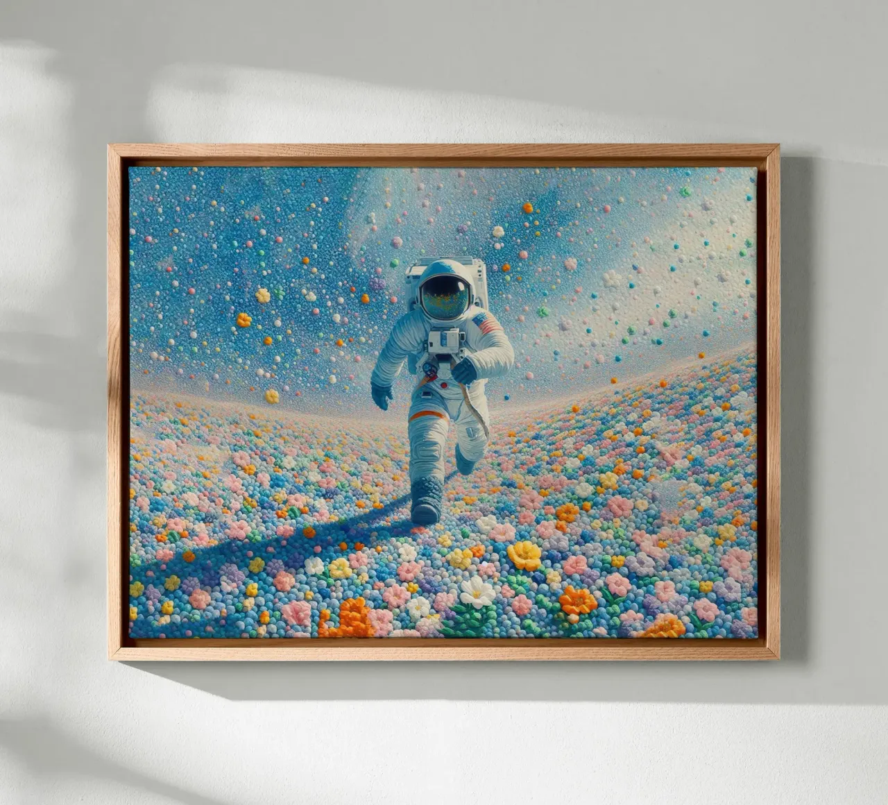 The astronaut of the garden canvas with Floater frame by 🎁 ARTVI-SHOP