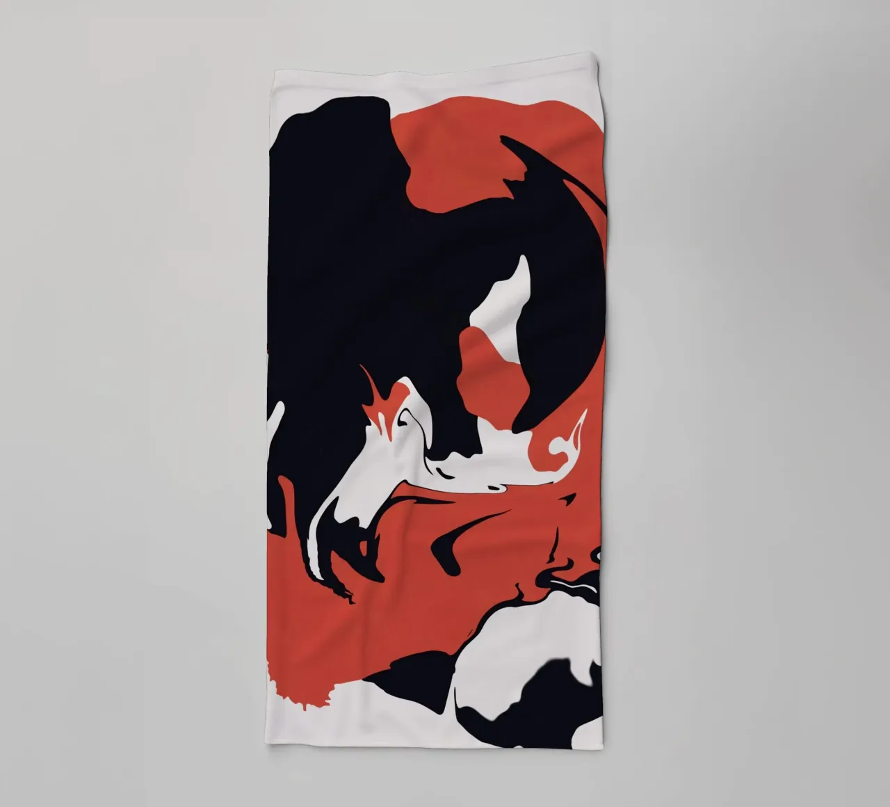 Abstract liquify red and black towel by Little Dean