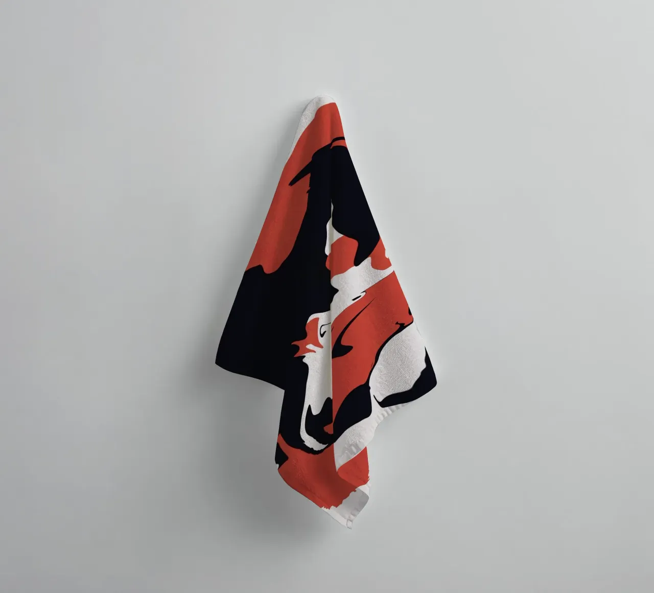 Abstract liquify red and black towel by Little Dean