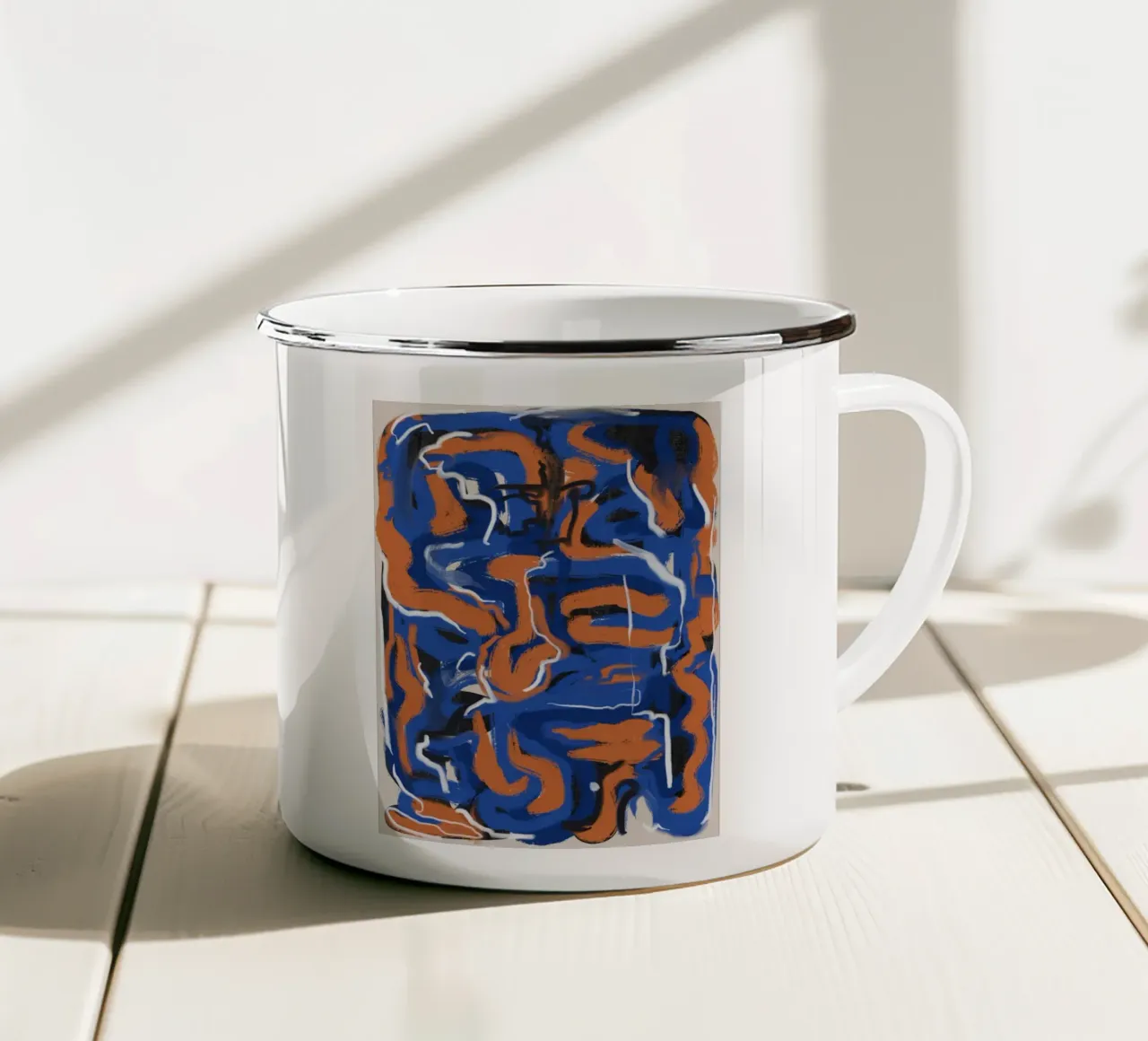 Danza del blu e del rosso tazza in smalto da Little Dean