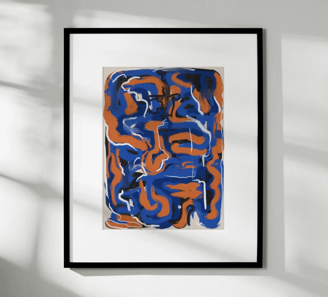 Dans van blauw en rood poster met aluminium frame van Little Dean