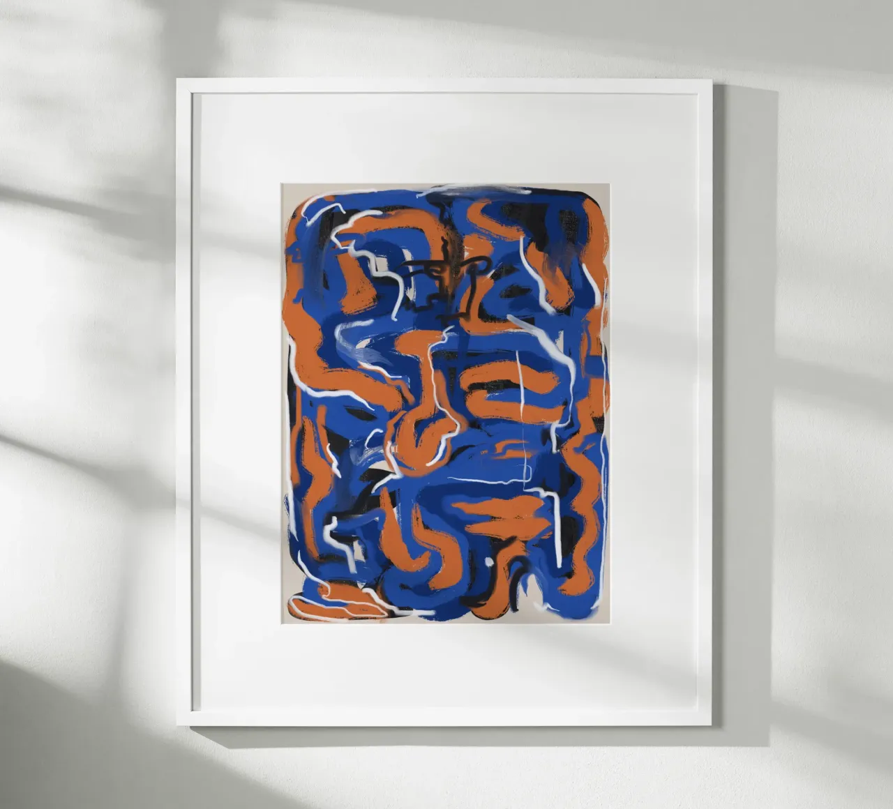 Dans van blauw en rood poster met aluminium frame van Little Dean