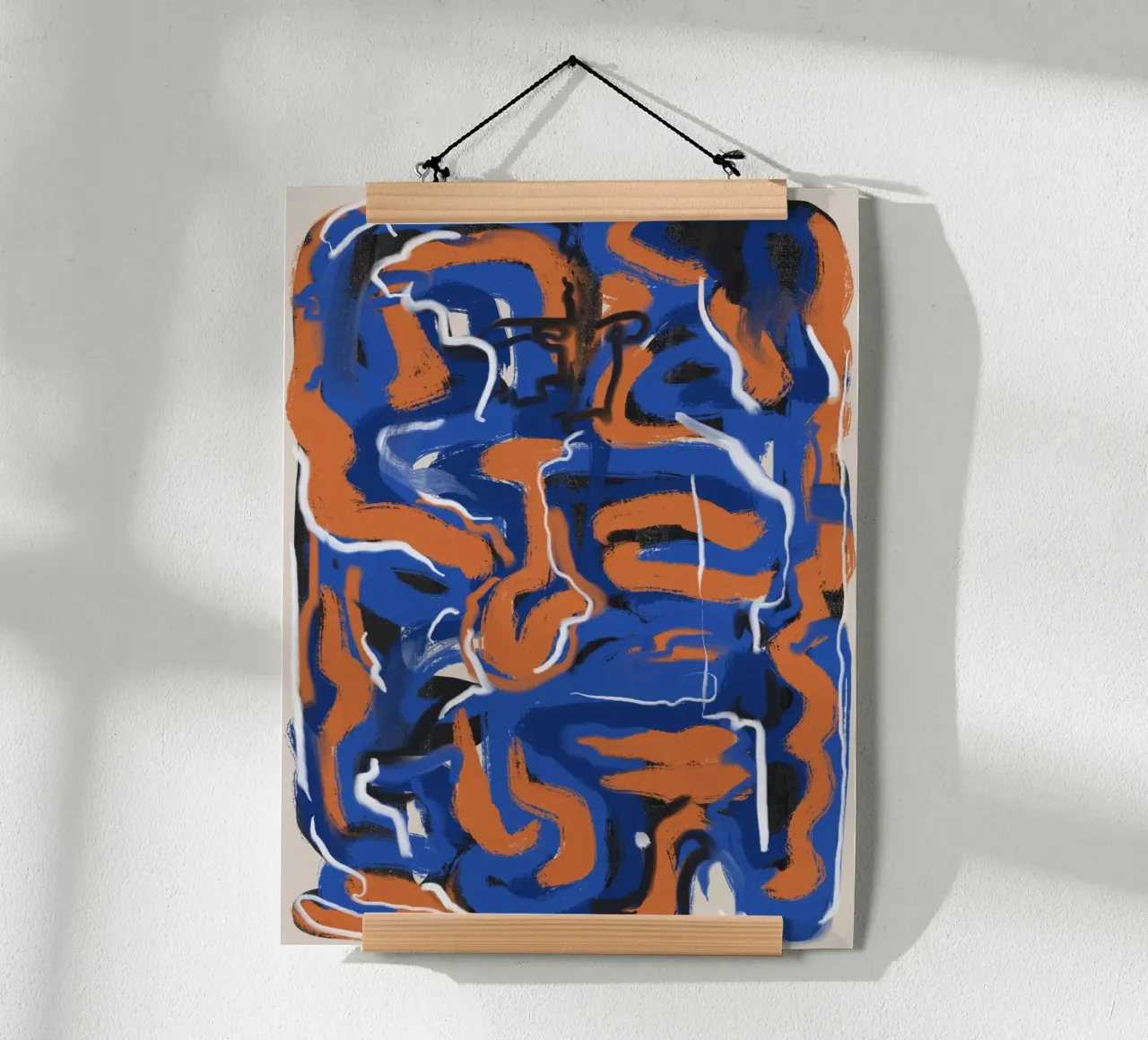 Dans van blauw en rood poster met aluminium frame van Little Dean