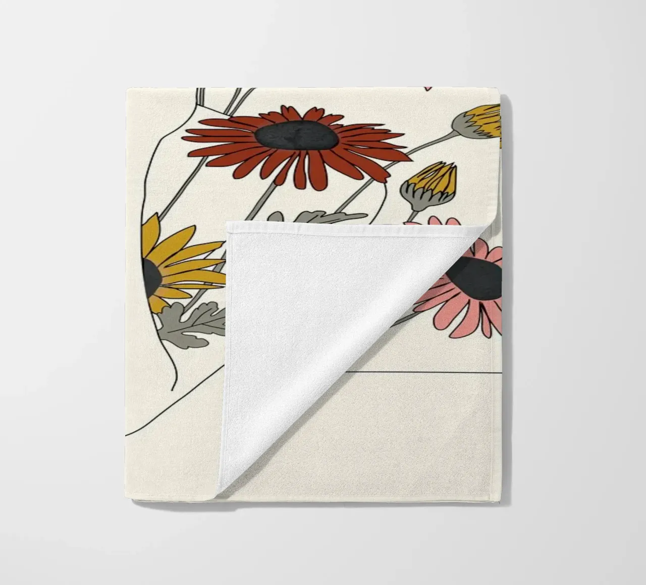 Colorful Thoughts Minimal Line Girl with Sunflowers telo mare da Nadjaa