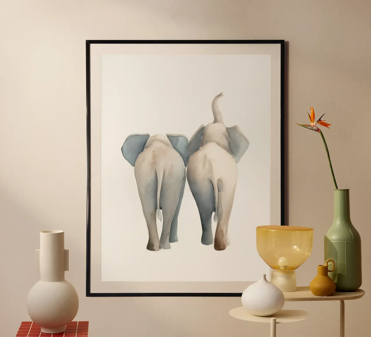 Passeggiata con gli elefanti poster da Carinaprint