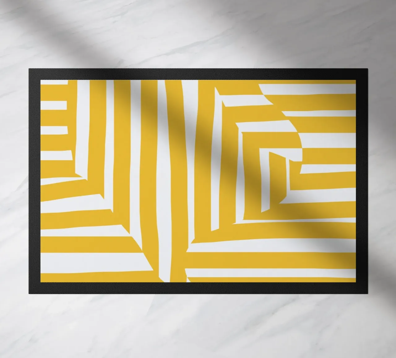 Yellow line and stripe doormat by Little Dean