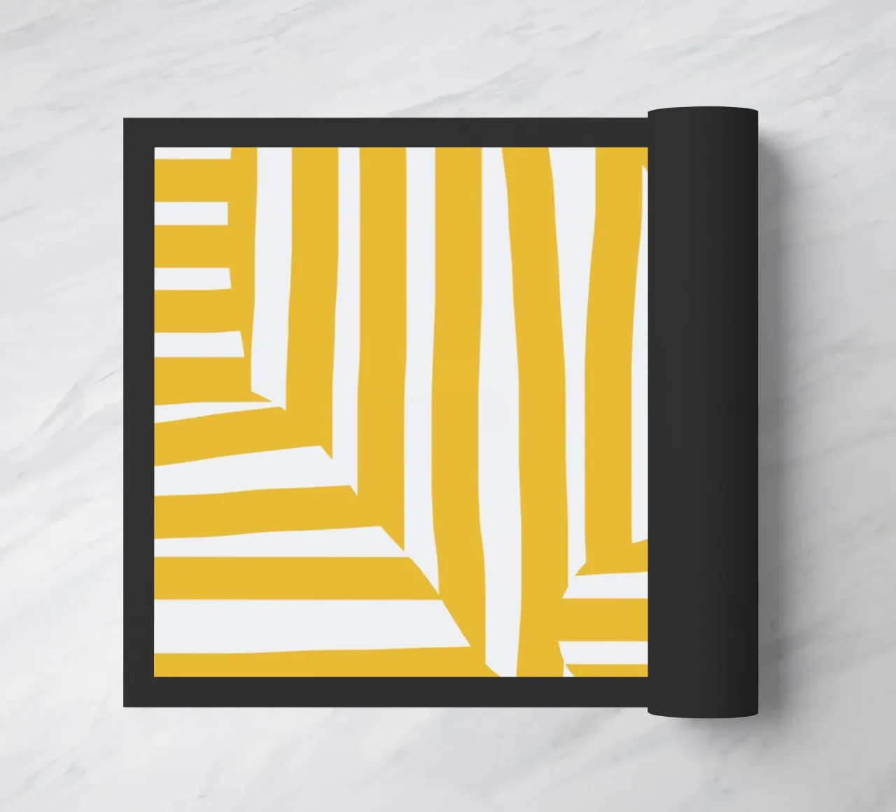 Yellow line and stripe doormat by Little Dean