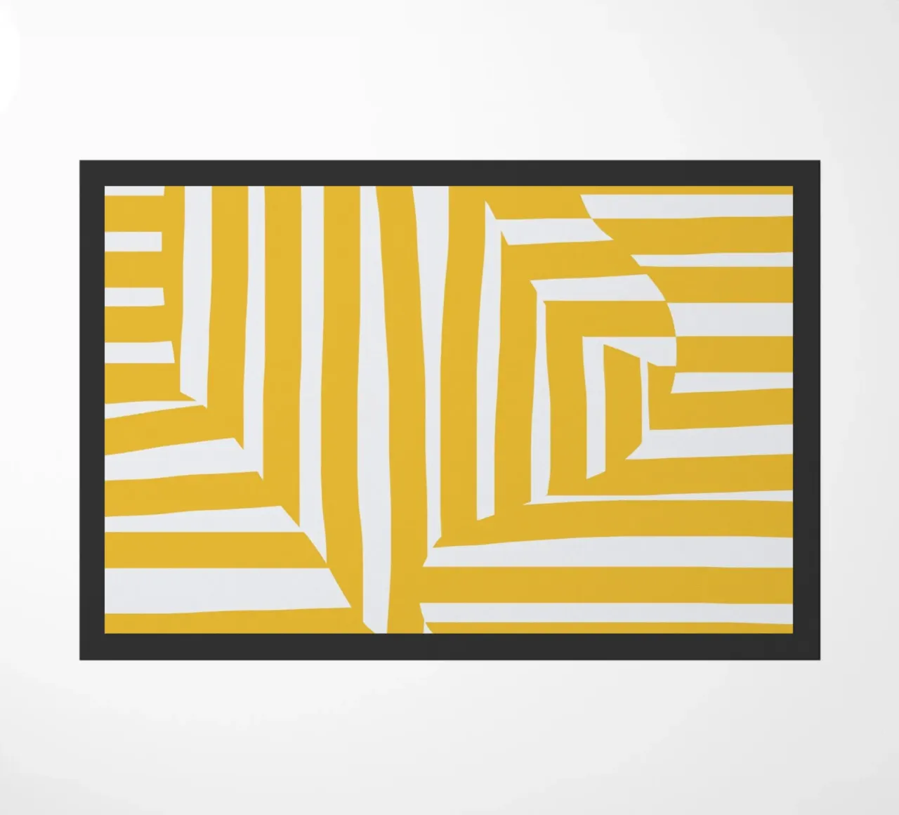 Yellow line and stripe doormat by Little Dean