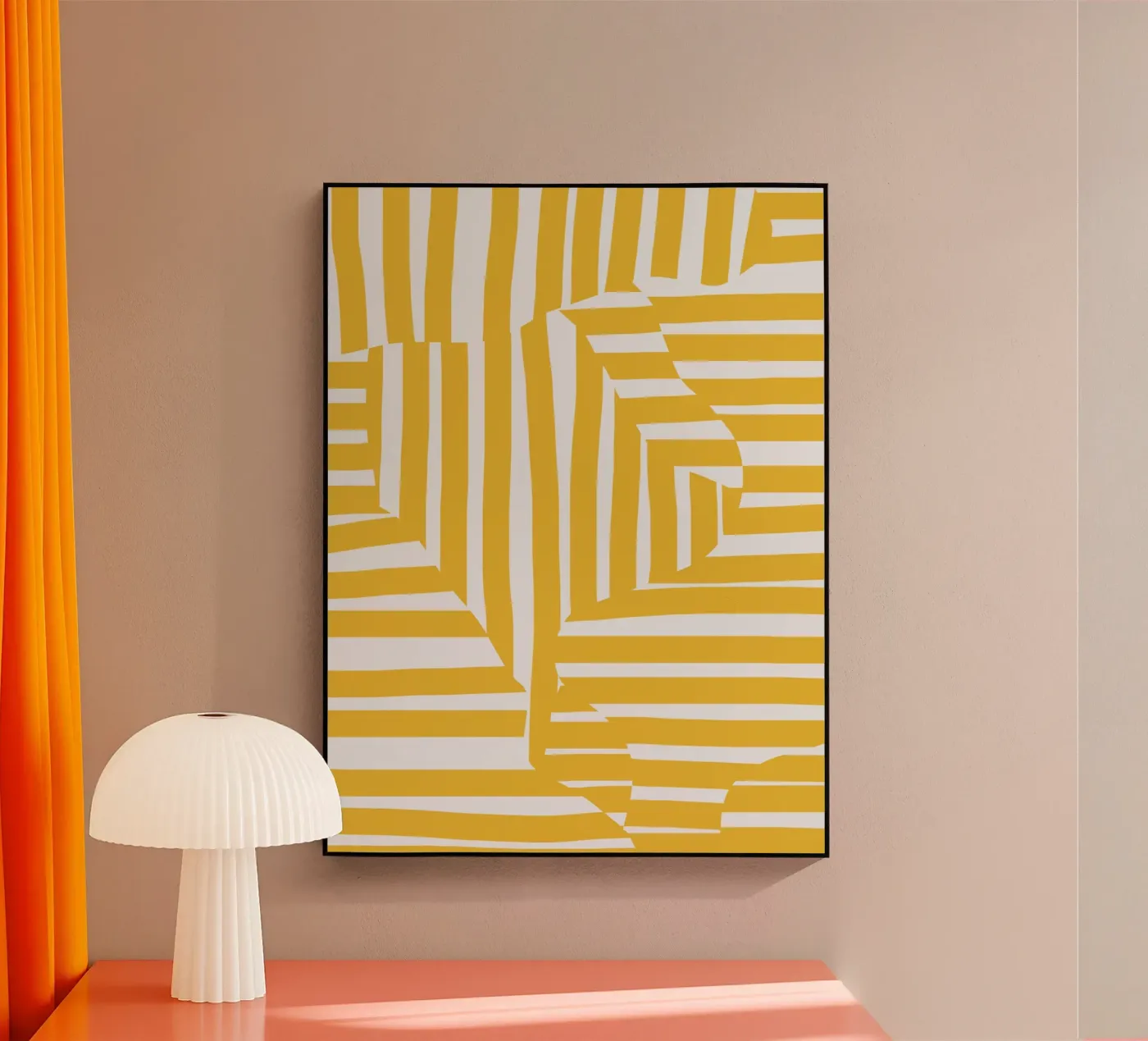 Yellow line and stripe Acryl-Glas von Little Dean