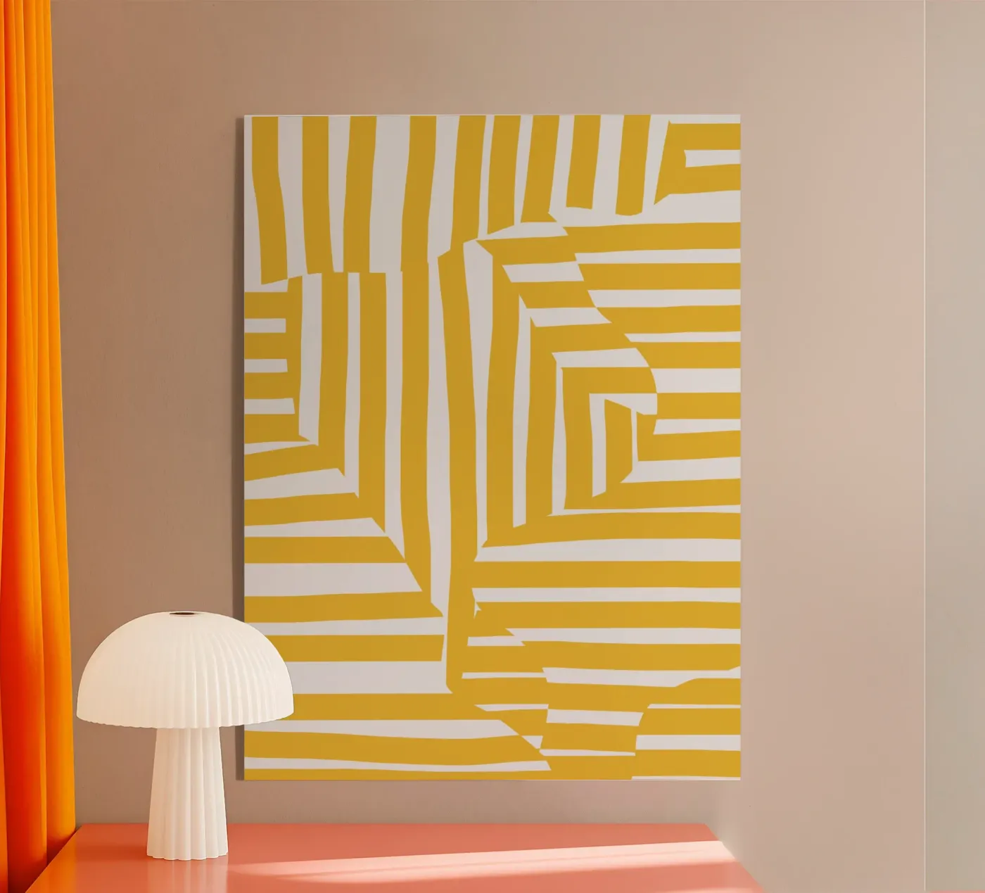 Yellow line and stripe Acryl-Glas von Little Dean