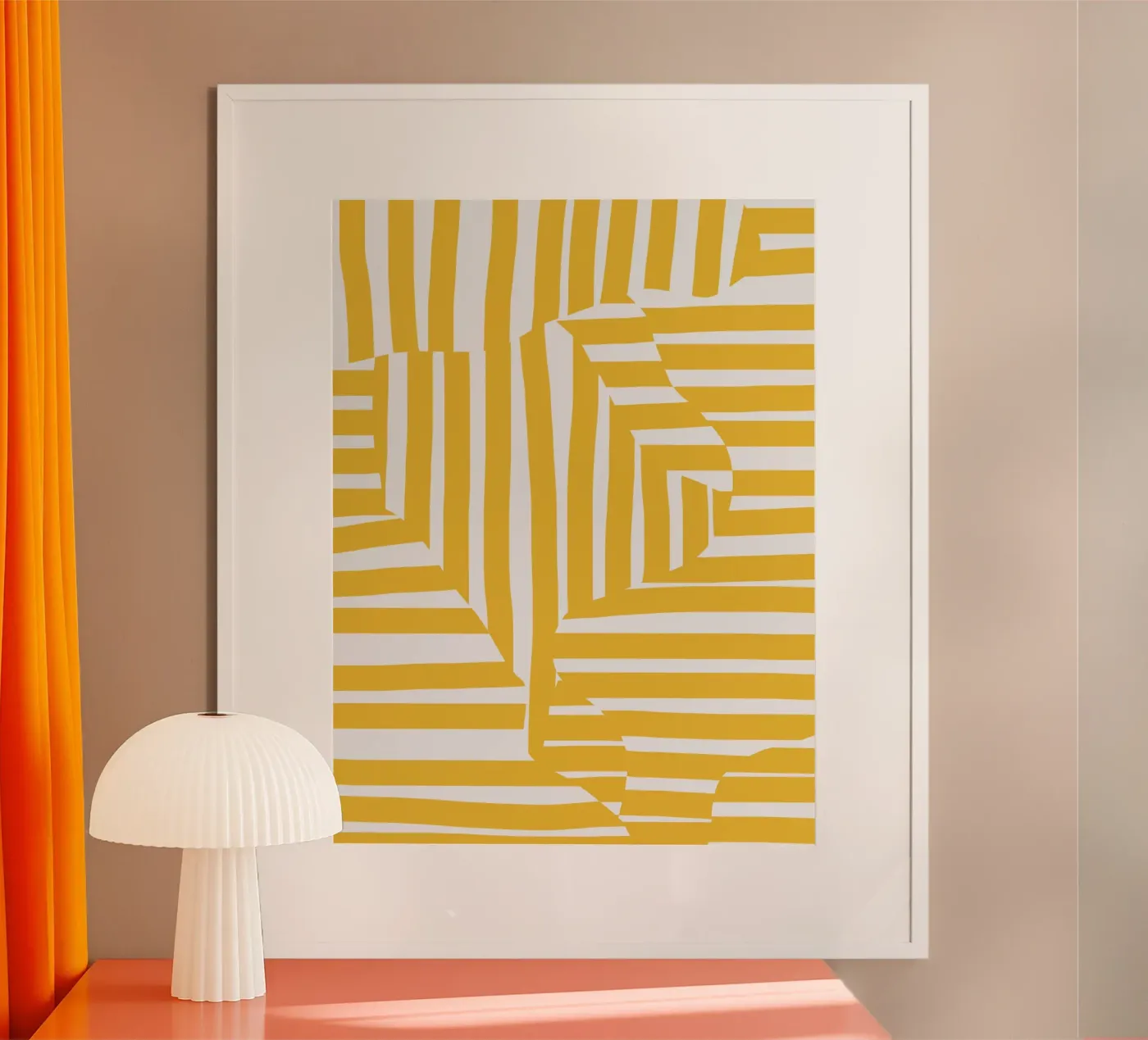 Yellow line and stripe poster van Little Dean