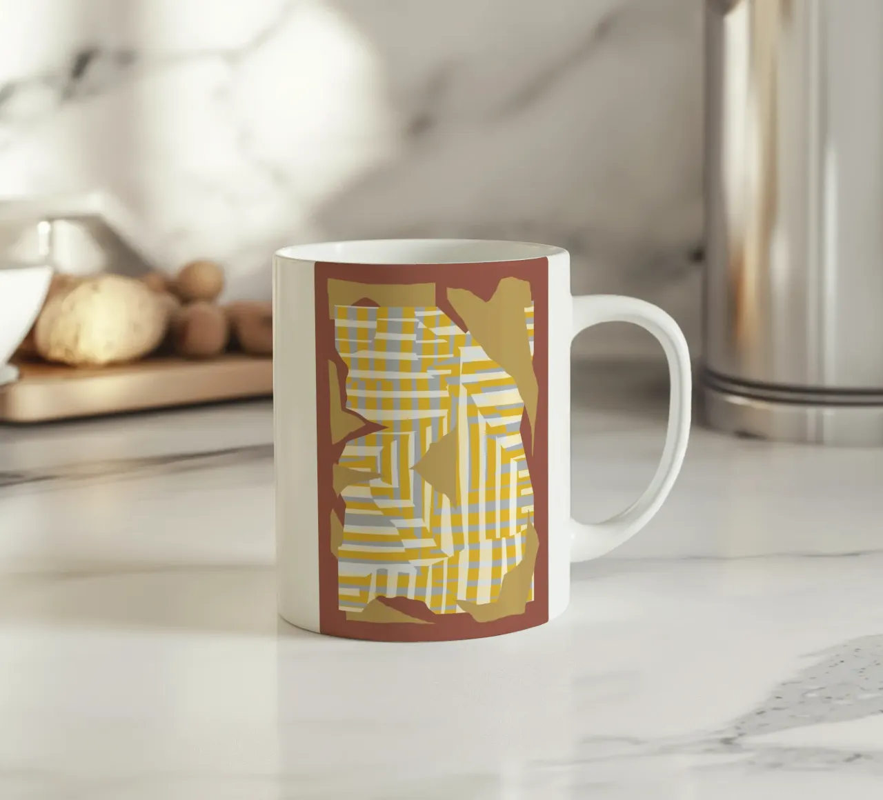 Linea gialla e variante di taglio a strisce tazza in ceramica da Little Dean