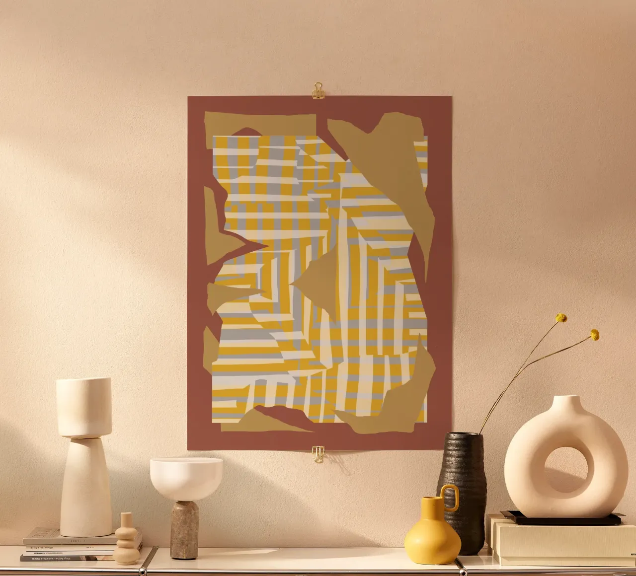 Ligne jaune et variance à rayures découpées hahnemühle de Little Dean