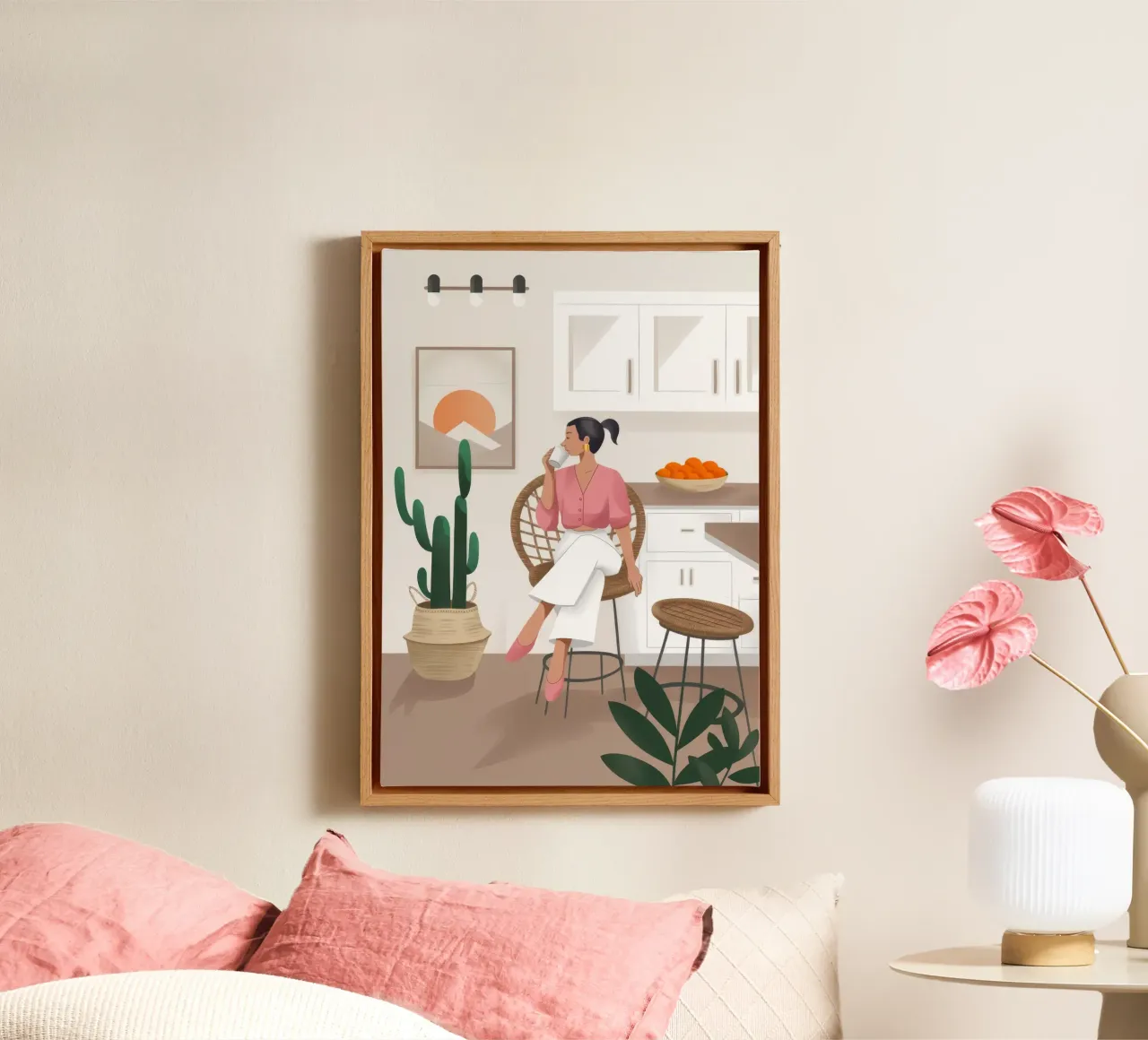 Cucina Cactus Calm tela con Cornice a cassetta da Fine Sanctuary