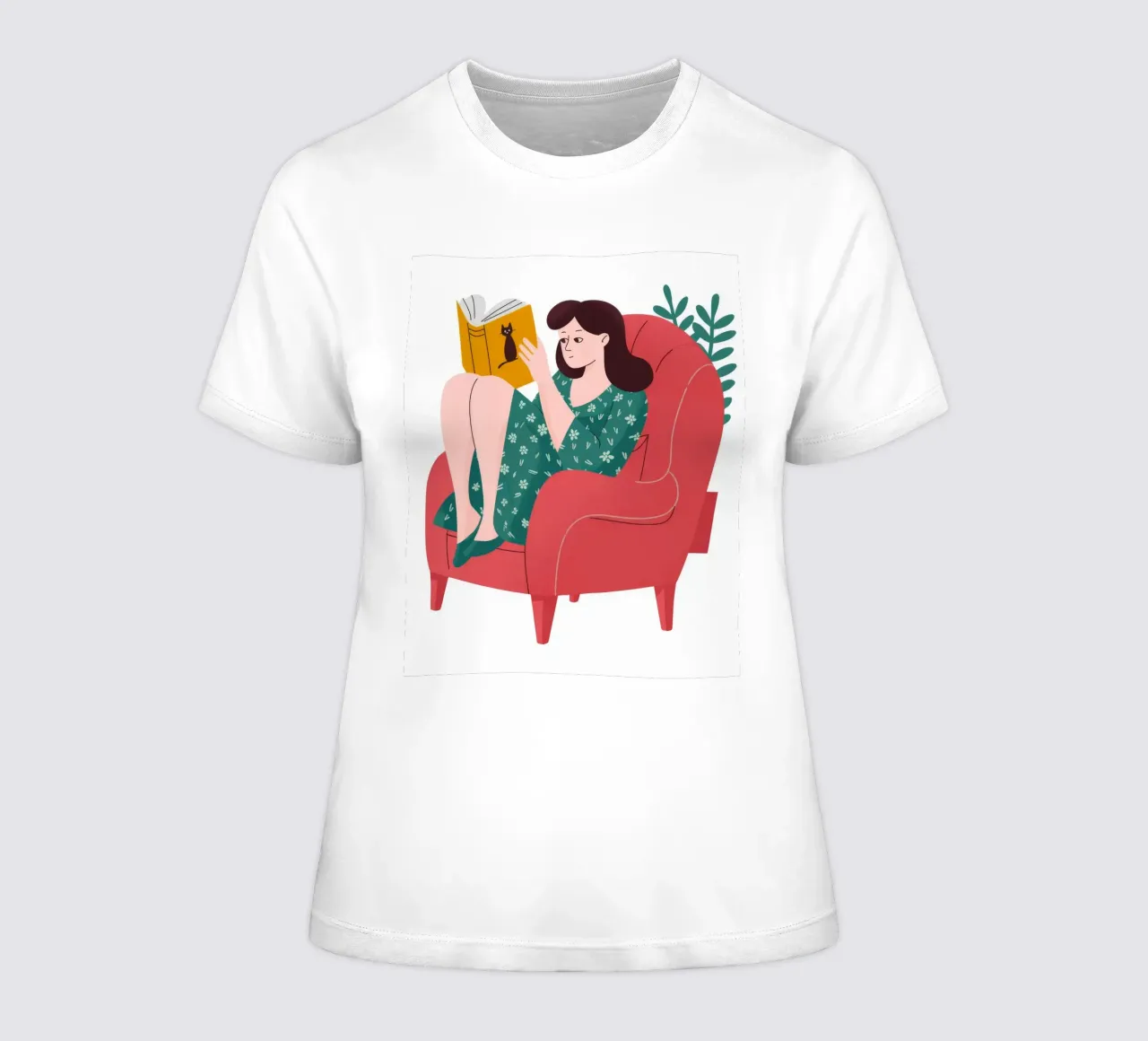 Red Chair Reading women's fitted t-shirt by Fine Sanctuary