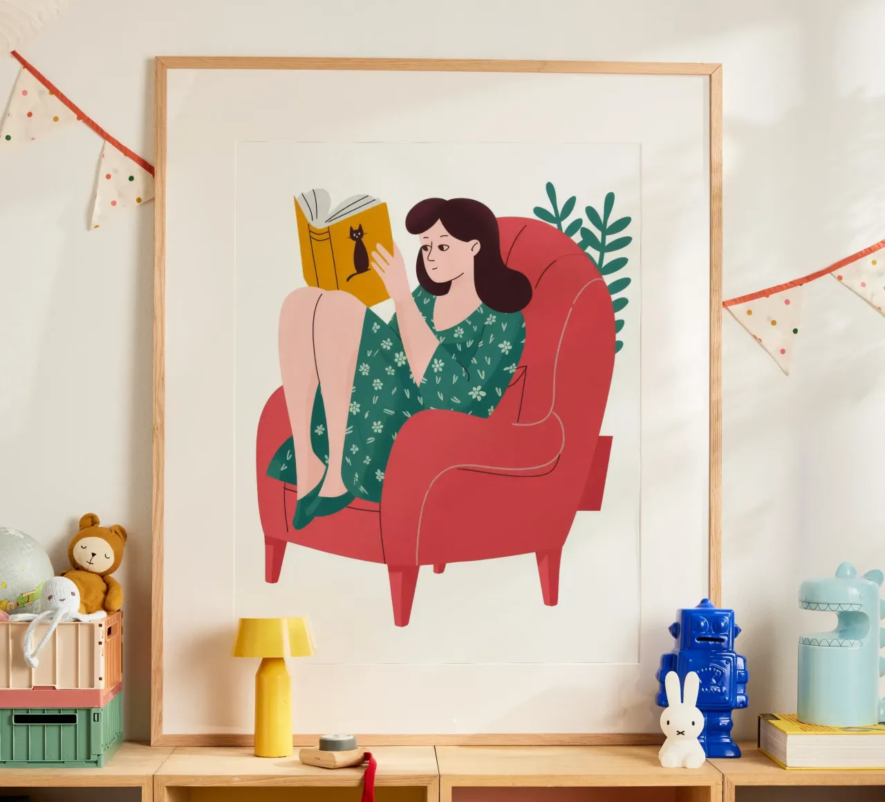 Red Chair Reading poster by Fine Sanctuary