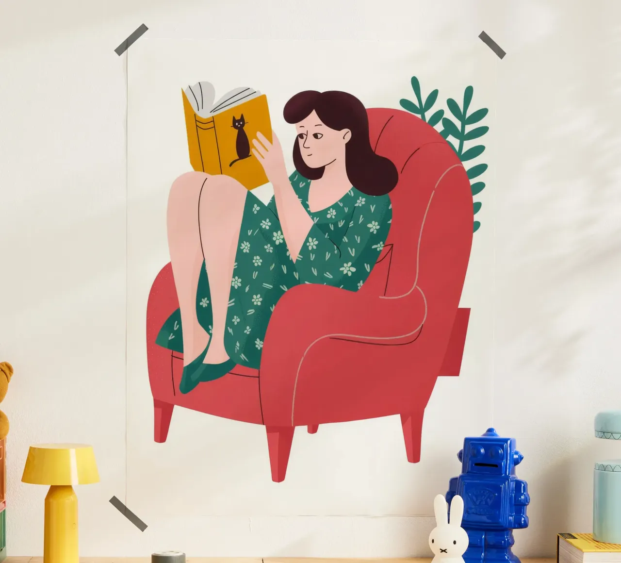 Red Chair Reading poster by Fine Sanctuary