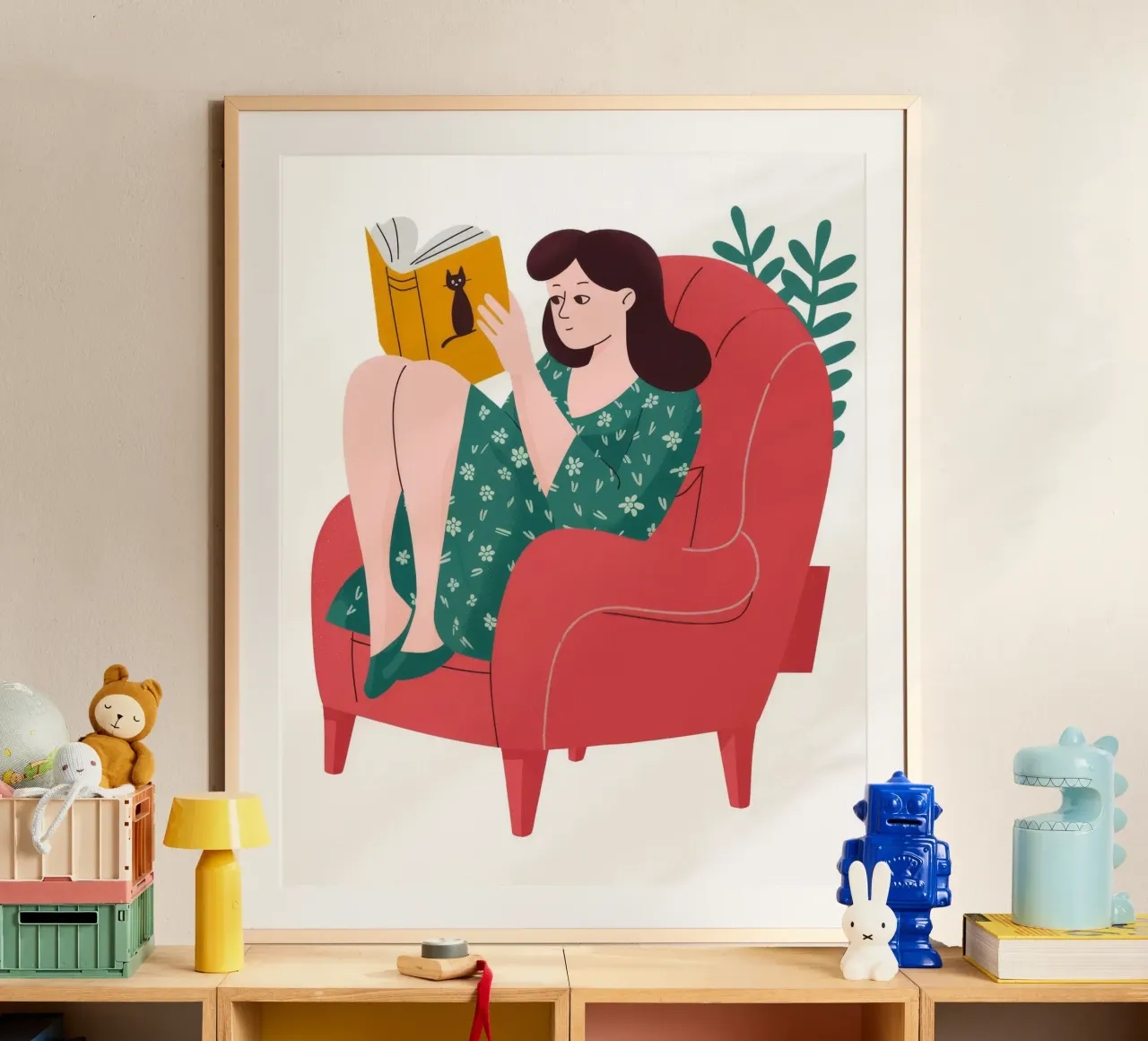 Red Chair Reading poster by Fine Sanctuary