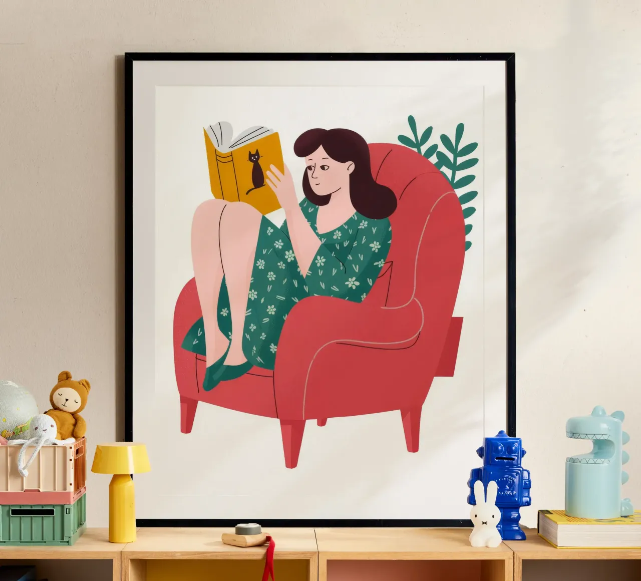 Red Chair Reading poster by Fine Sanctuary