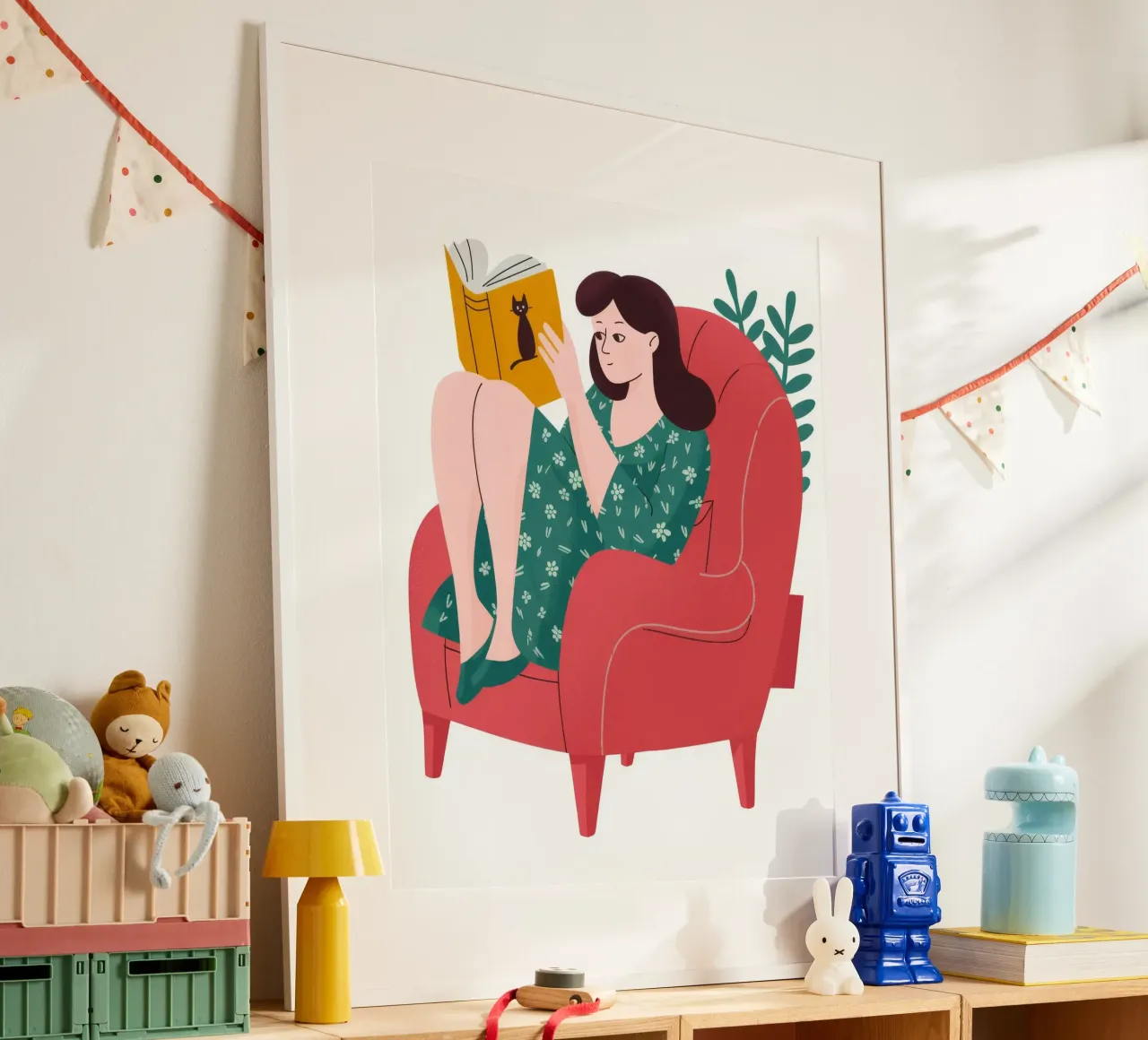 Red Chair Reading poster by Fine Sanctuary