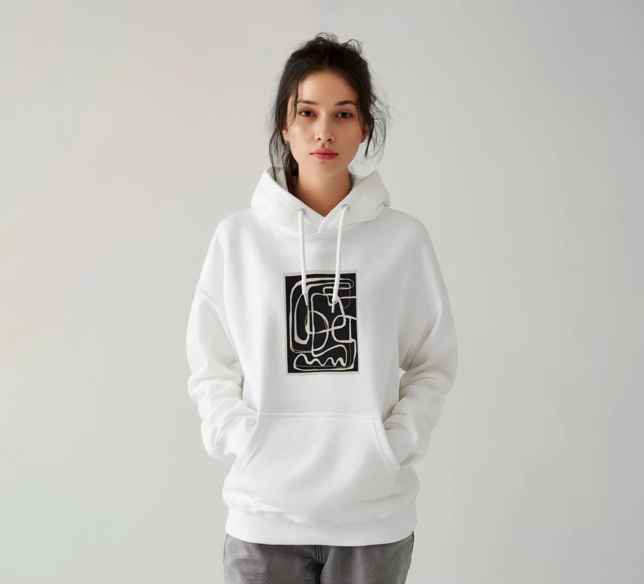 Modern Minimalist One Line Art 1 felpa con cappuccio da Nadjaa
