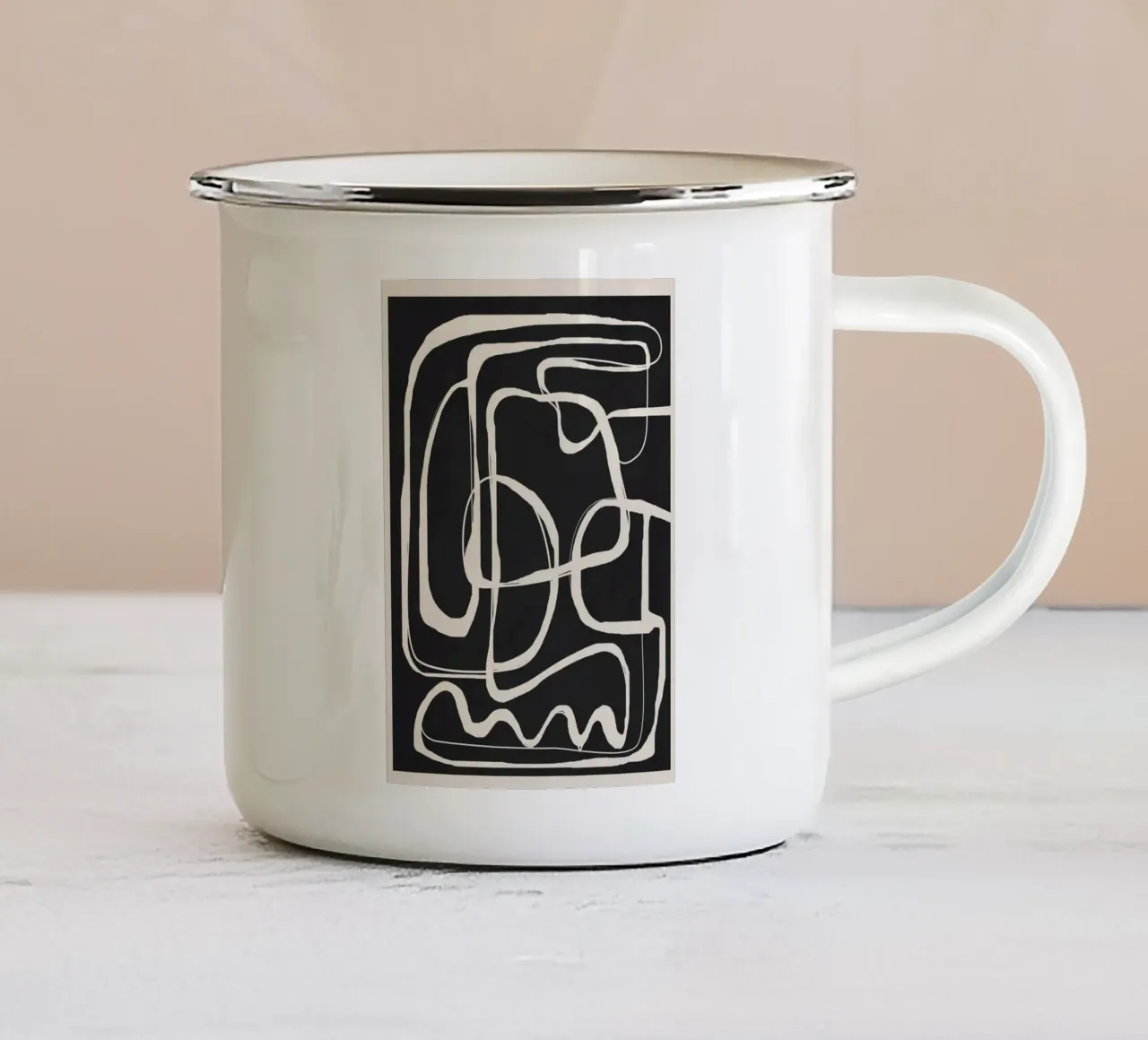 Modern Minimalist One Line Art 1 enamel mug by Nadjaa