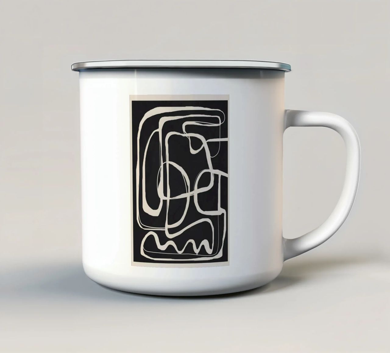 Modern Minimalist One Line Art 1 tazza in smalto da Nadjaa