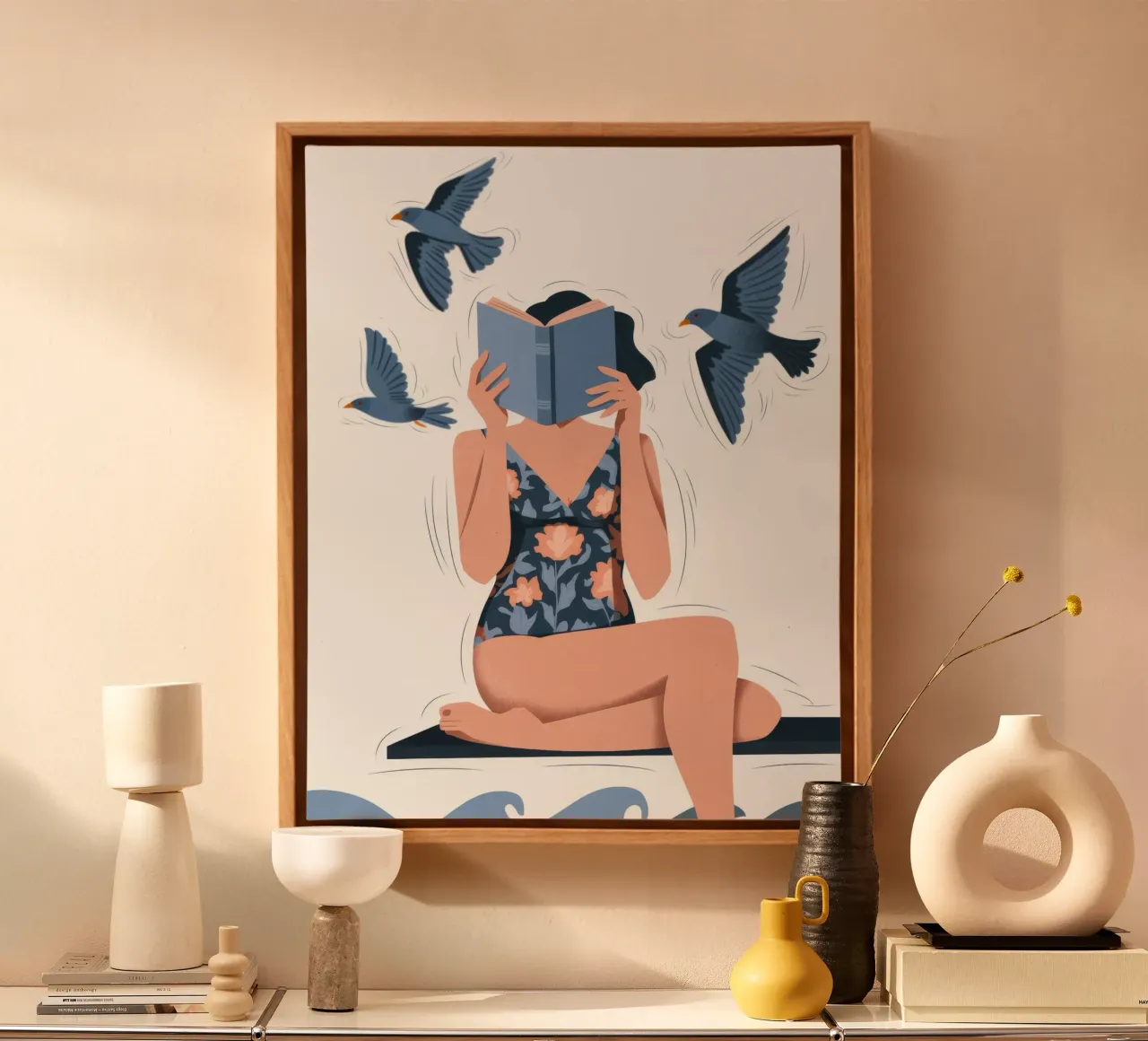 Serene literaire ontsnapping canvas met Baklijst van Fine Sanctuary