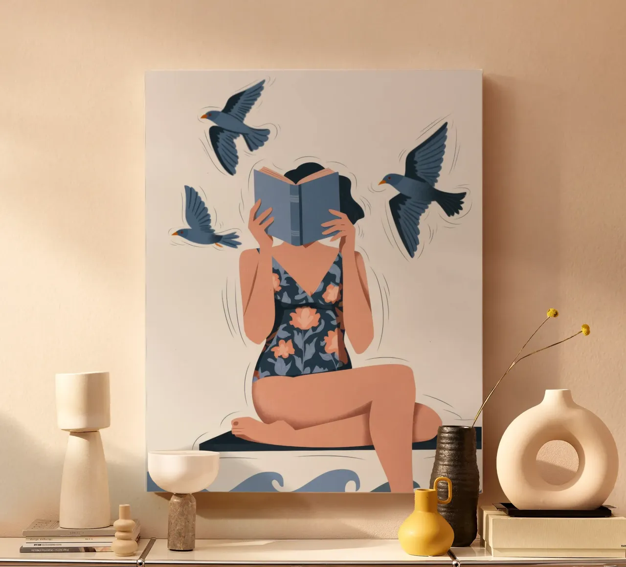 Serene literaire ontsnapping canvas met Baklijst van Fine Sanctuary