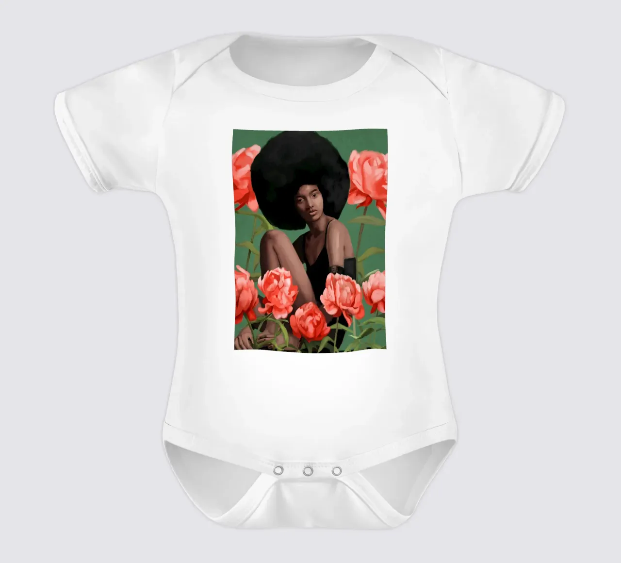 Garden of Peonies body neonato maniche corte da Nadjaa