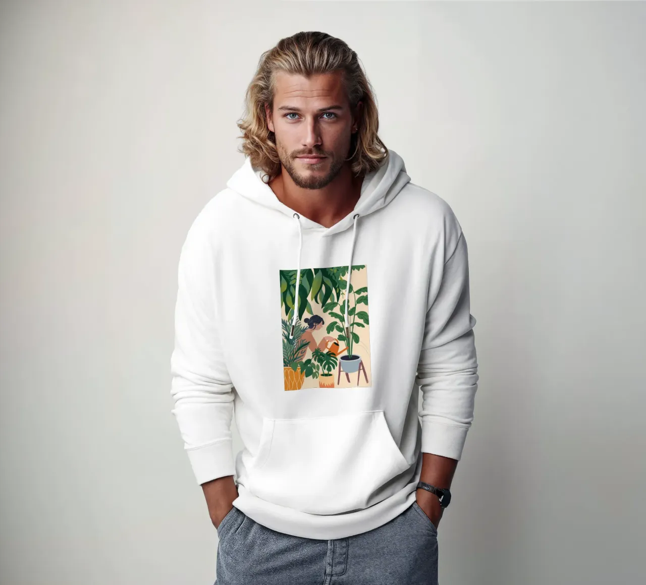 Cura del verde tranquillo felpa con cappuccio da Fine Sanctuary