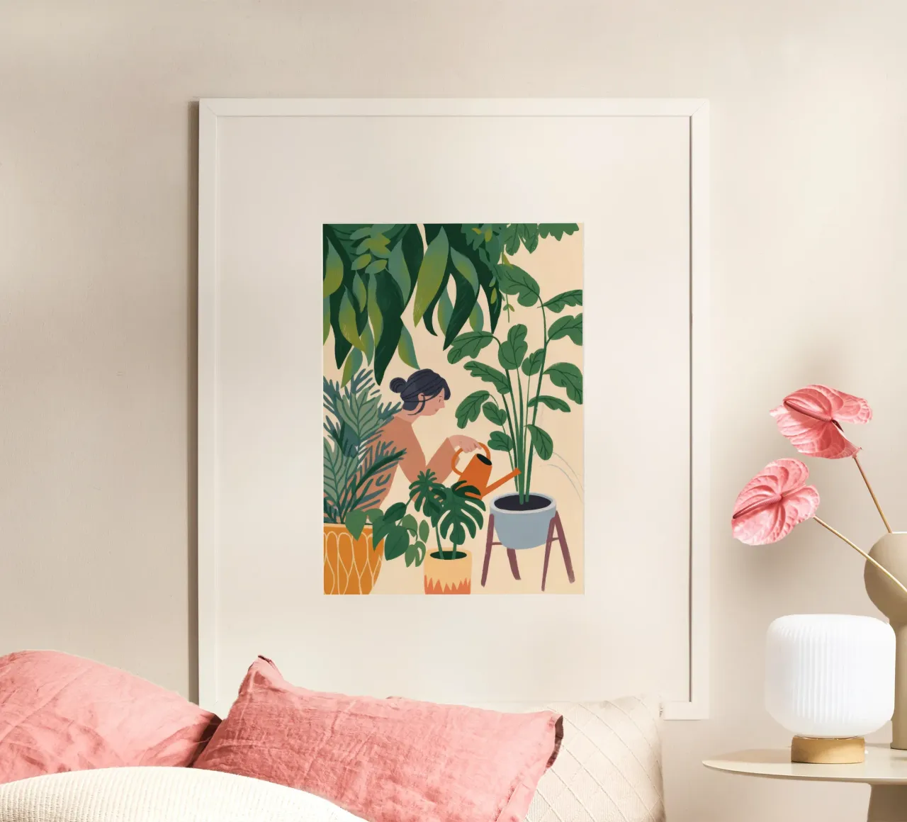 Cura del verde tranquillo poster con telaio in plastica da Fine Sanctuary
