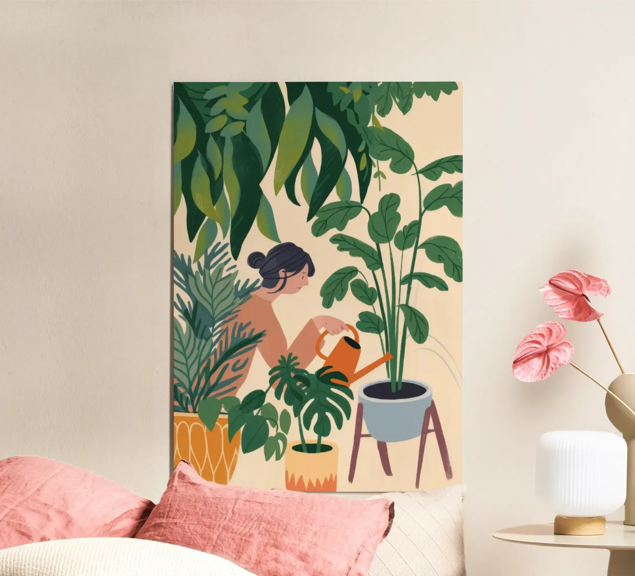 Cura del verde tranquillo poster con telaio in plastica da Fine Sanctuary