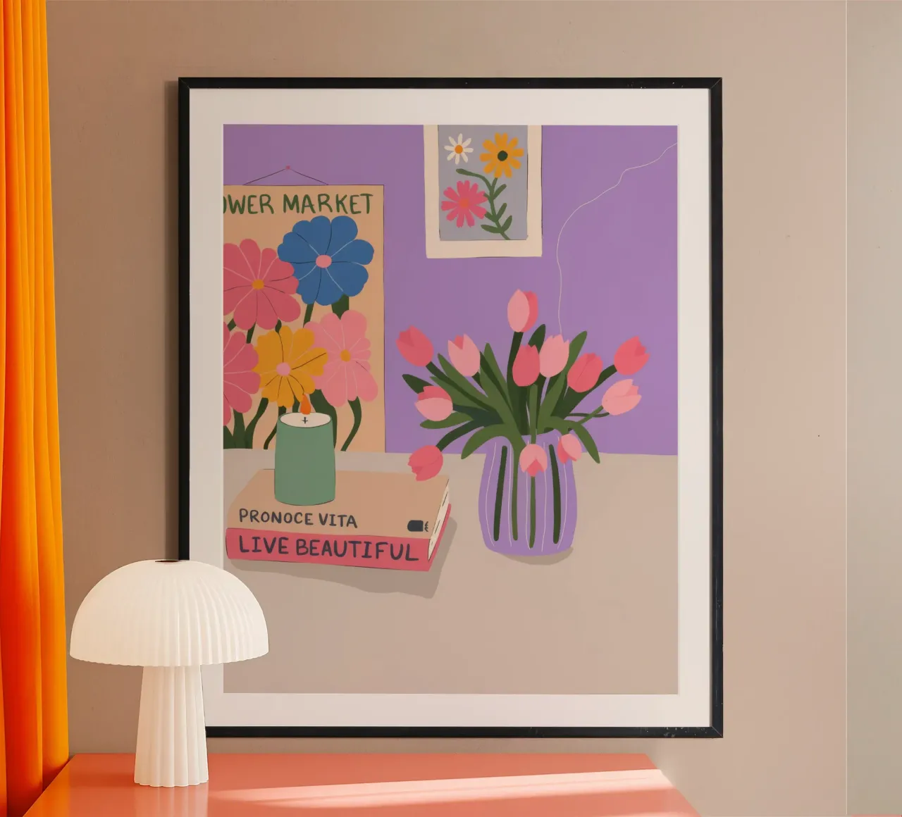 Eleganza del mercato vivace poster con telaio in plastica da Fine Sanctuary