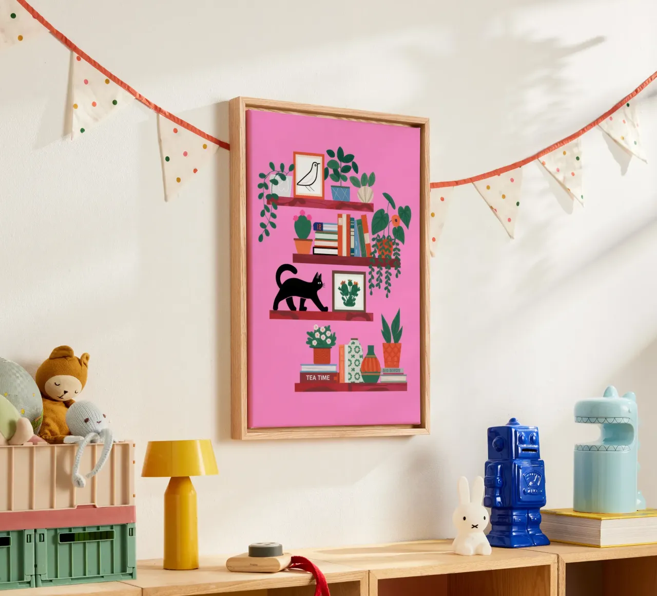 Levendige plankharmonie canvas met Baklijst van Fine Sanctuary