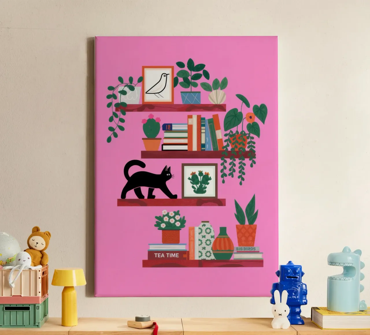 Levendige plankharmonie canvas met Baklijst van Fine Sanctuary