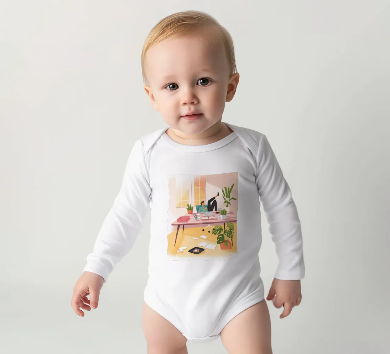 Ätherischer Arbeitsbereich Harmonie Langarm Babybody von Fine Sanctuary