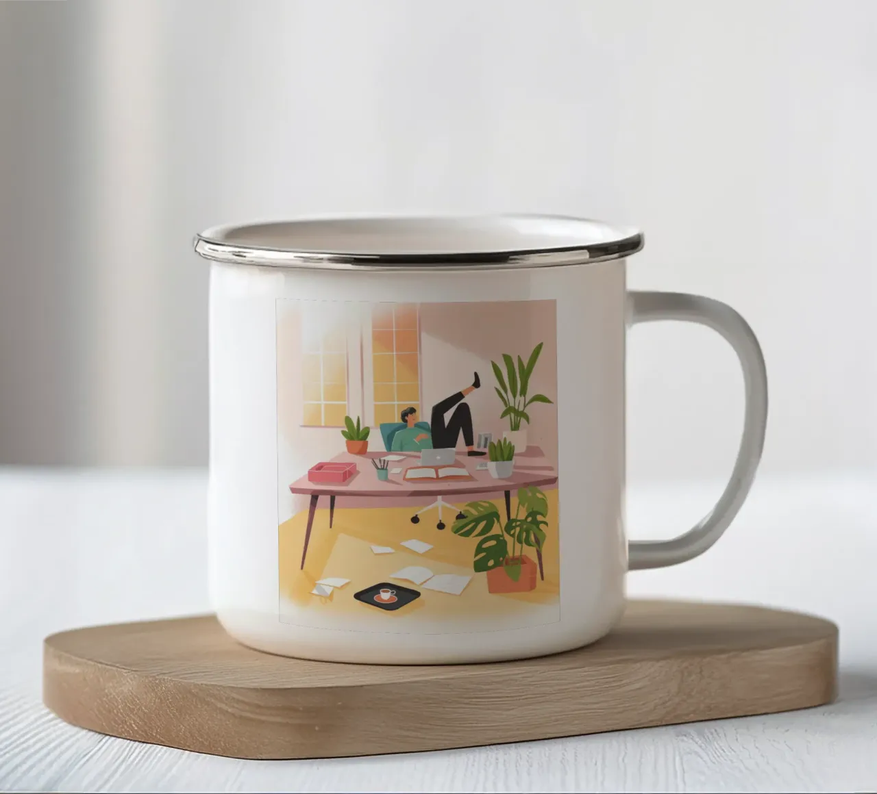 Ätherischer Arbeitsbereich Harmonie Emaille Tasse von Fine Sanctuary
