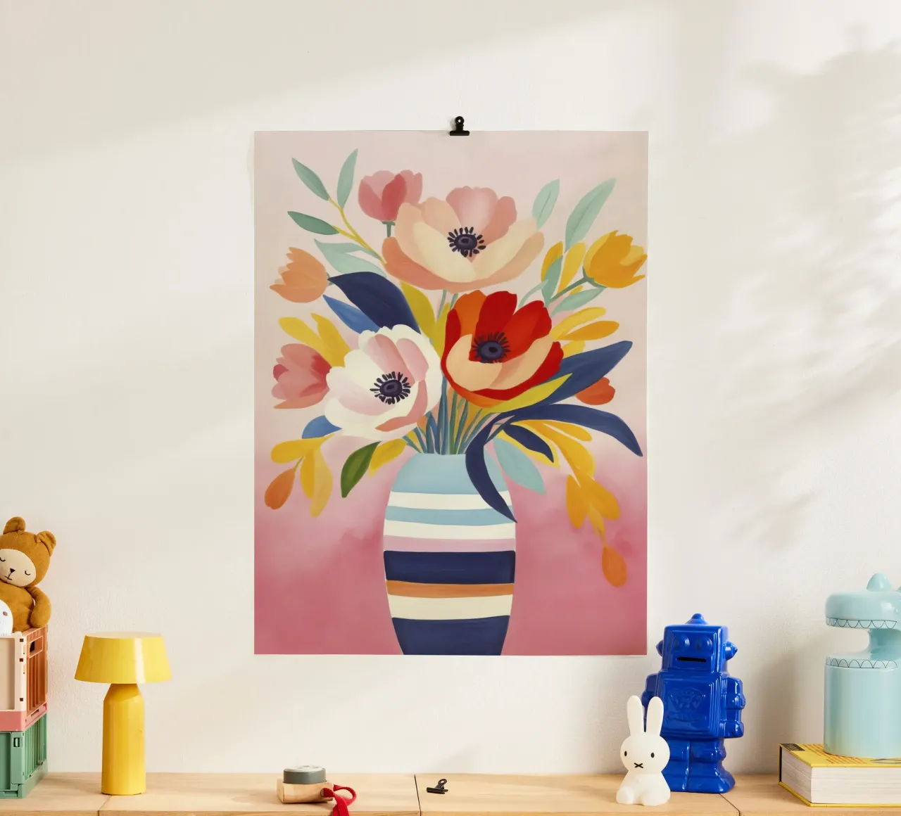 Bouquet di fiori Petali di giugno poster con telaio in alluminio da Andrea Haase Modern Home