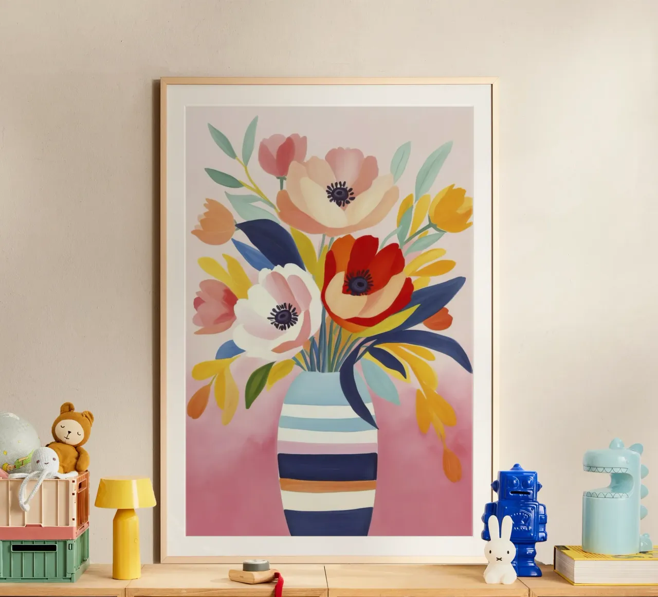 Bouquet di fiori Petali di giugno poster con telaio in alluminio da Andrea Haase Modern Home