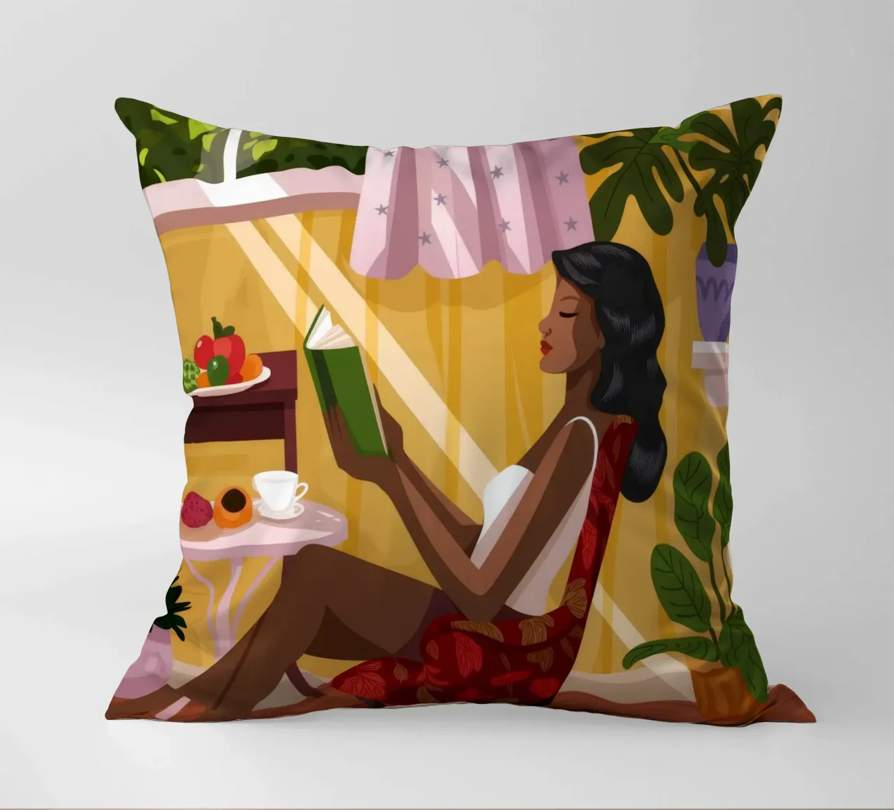 Sunlit Reading Nook decorative cushion by Fine Sanctuary