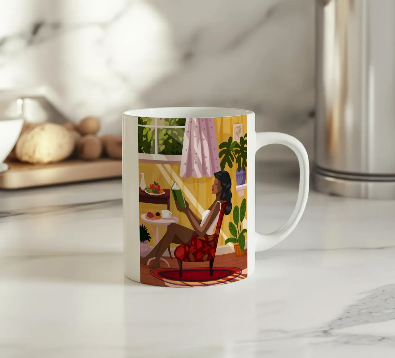 Sunlit Reading Nook ceramic mug by Fine Sanctuary