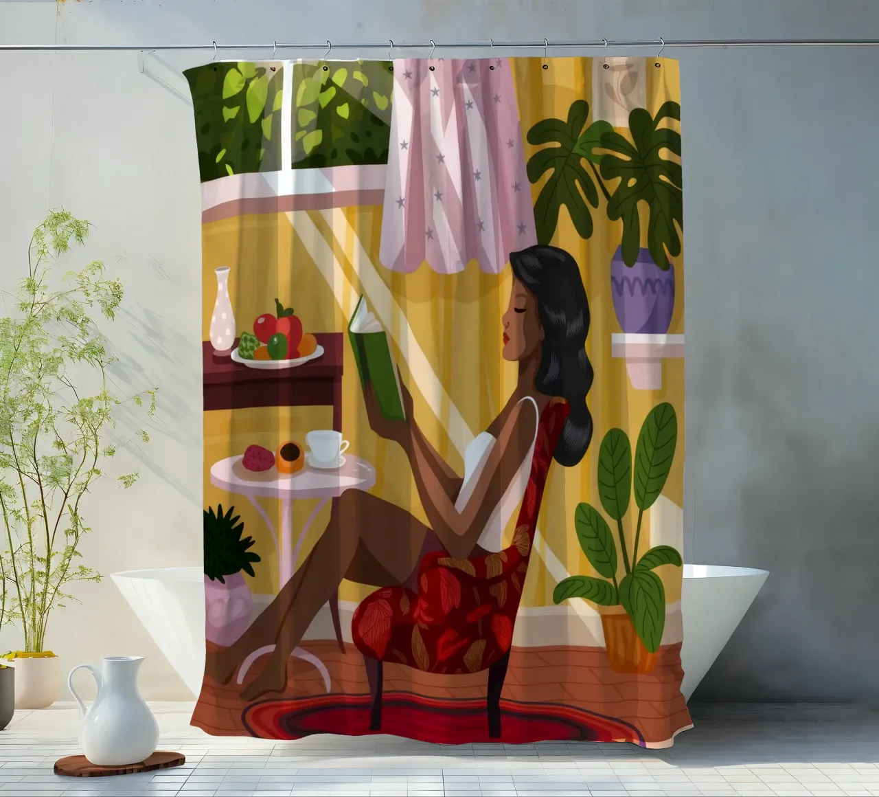 Sunlit Reading Nook shower curtain by Fine Sanctuary