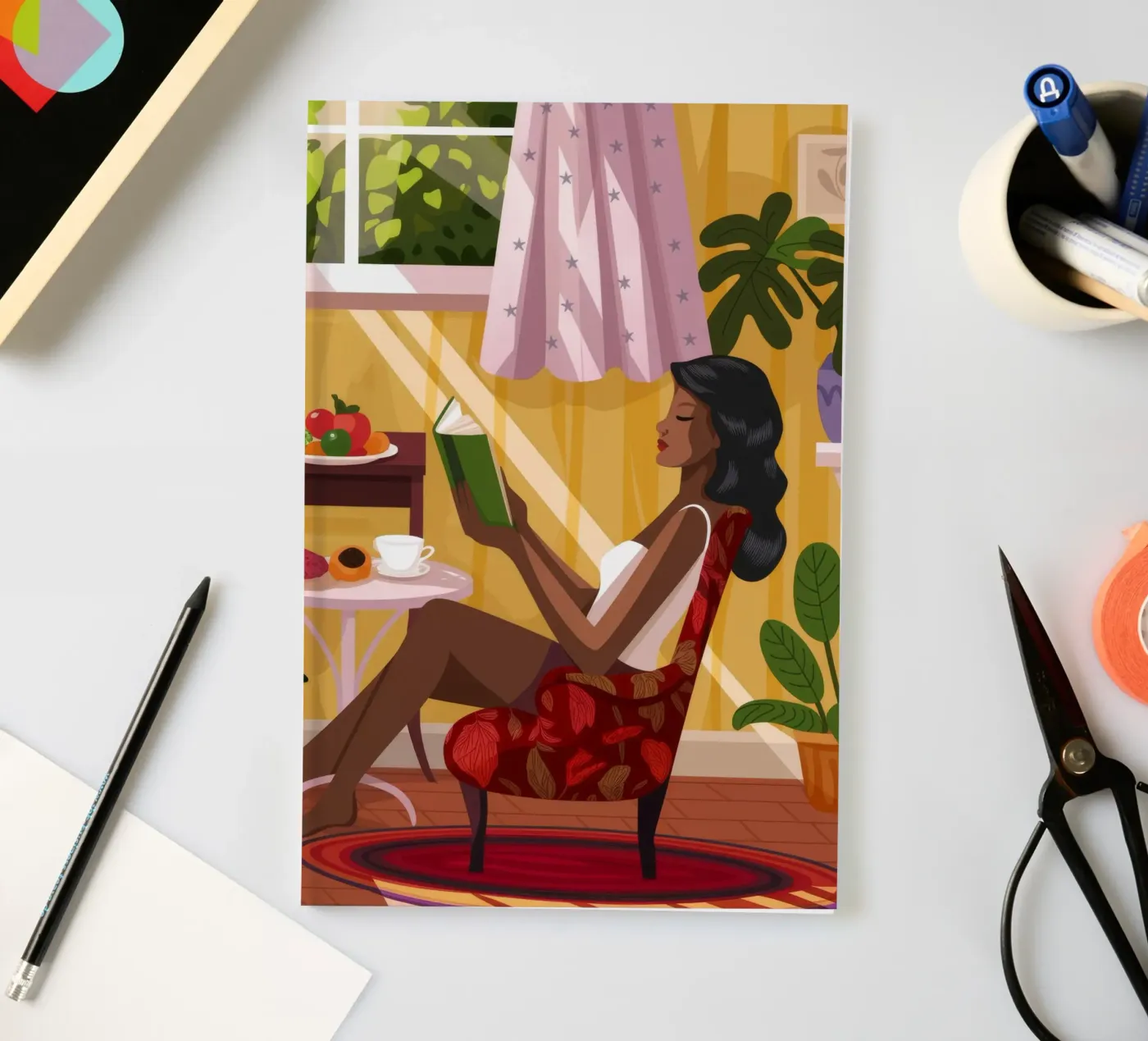 Sunlit Reading Nook notebook by Fine Sanctuary