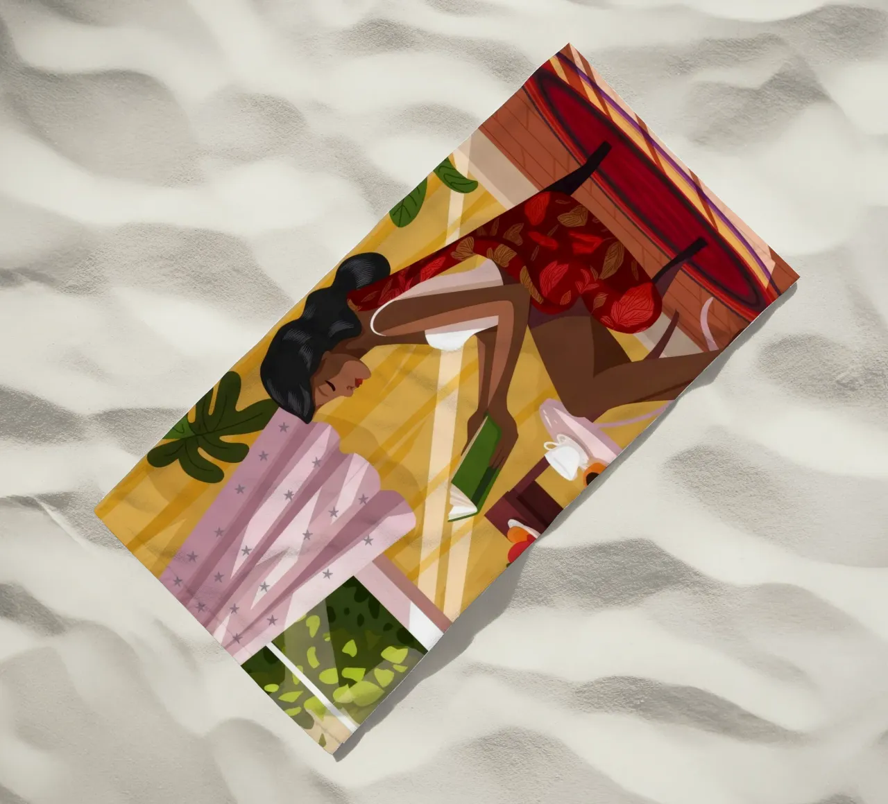 Sunlit Reading Nook beach towel by Fine Sanctuary